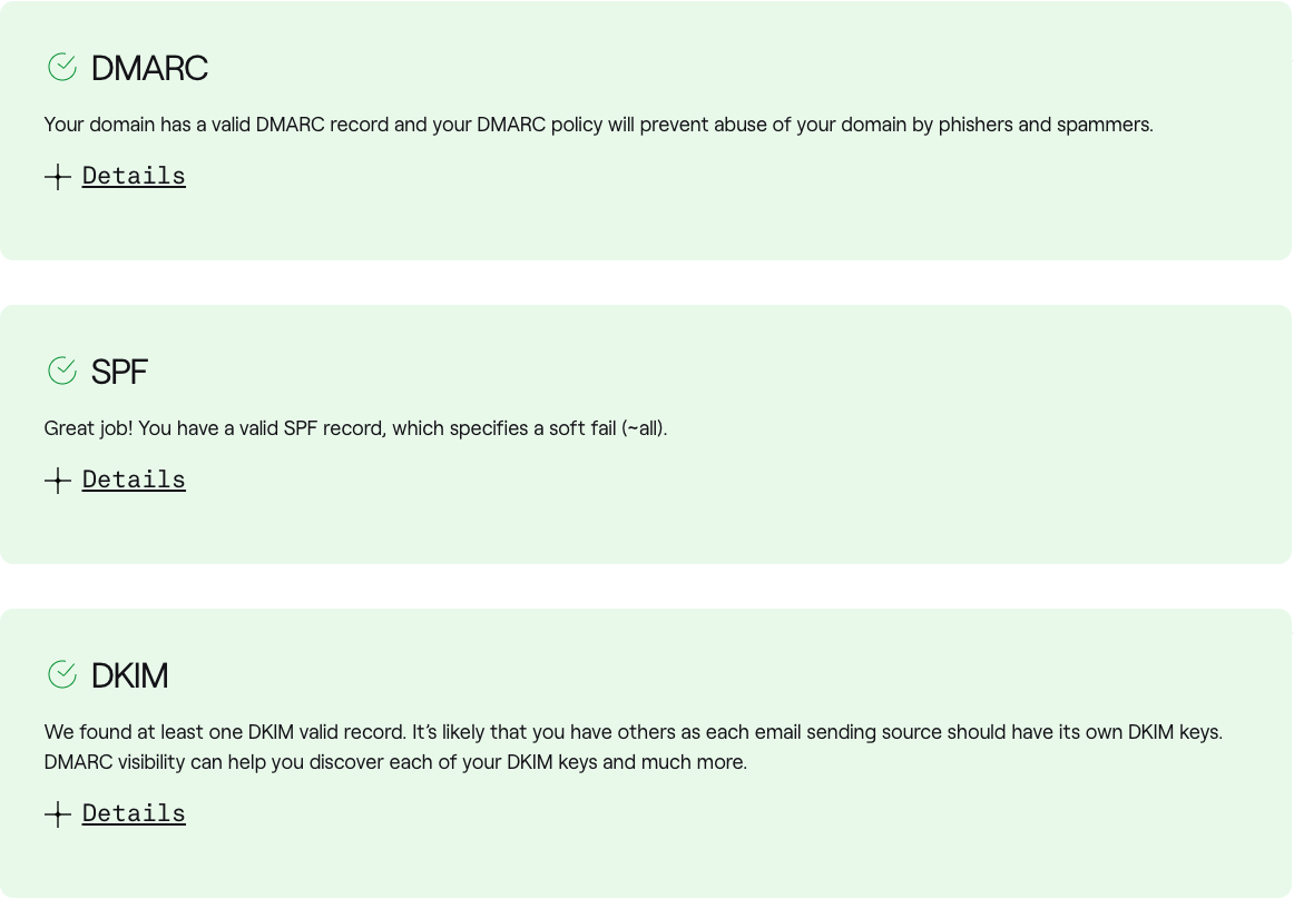 Dmarcian DMARC, SPF, DKIM record checker